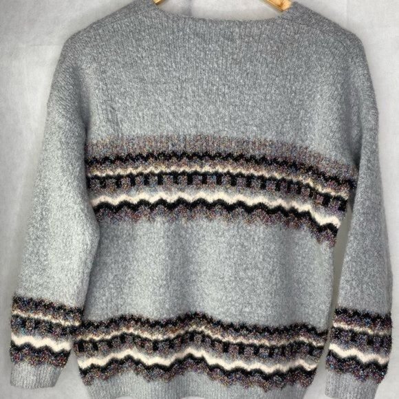 Anthropologie Oliver Sweater gray and pink zig zag Medium M - Picture 5 of 9